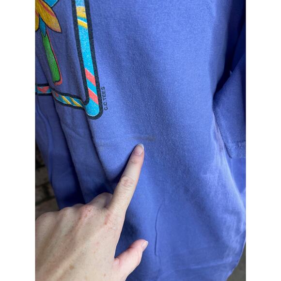t-shirt graphic tee trees nelon yellow green bright 1990s purple - Picture 5 of 7